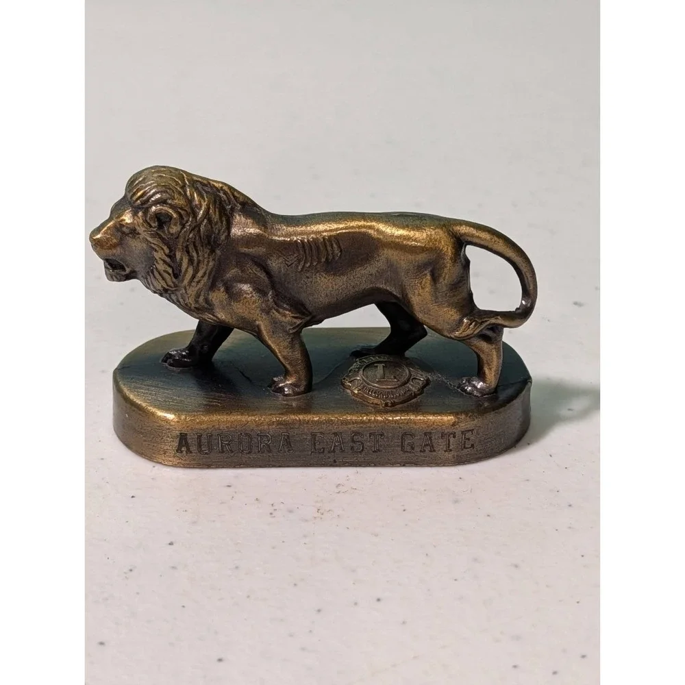 Lions Club International Brass Lion Figurine Vintage